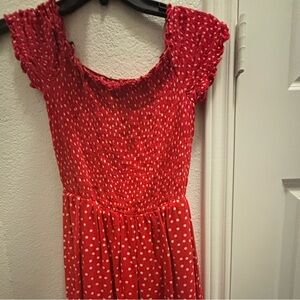 no tag so not sure about the brand
Red strapless dress with white dots
Size M